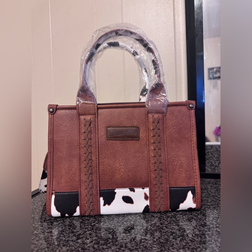 Wrangler Brown and Black Cow Print Shoulder Bag
